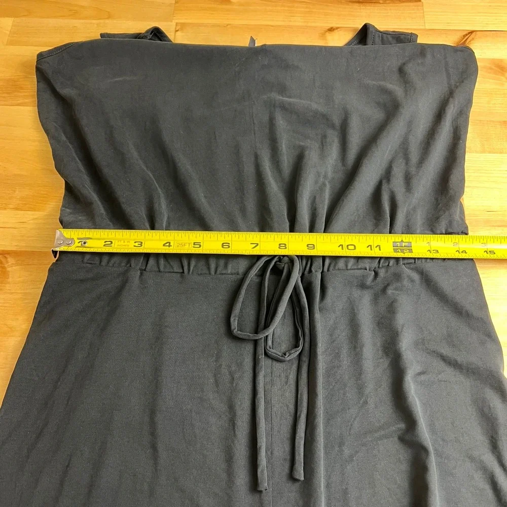Lulus Romper Sun Charmer Black V Neck Sleeveless Drawstring Waist‎ Jumpsuit M